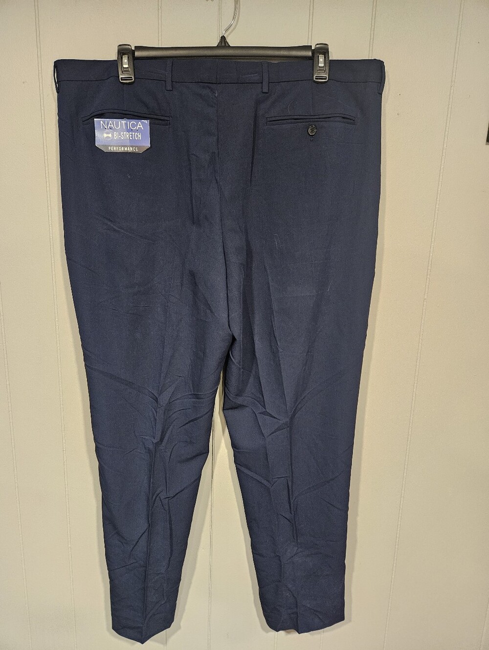 Nautica Men's 44x32 Bi-Stretch Performance Dress Pants Blue Flat Front NWT